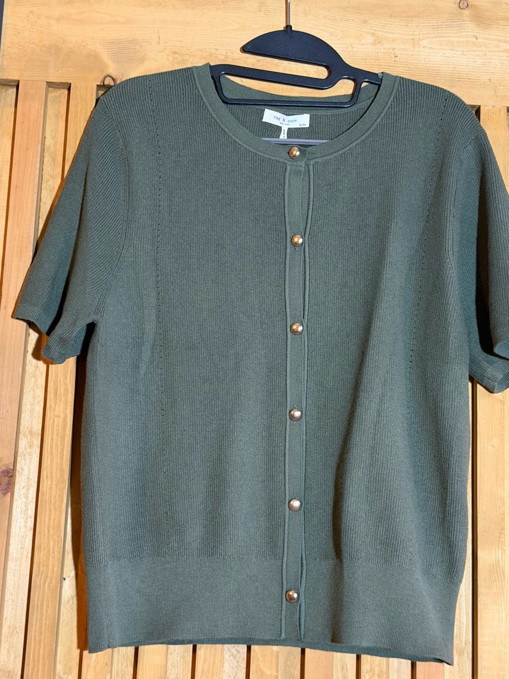 rag & bone Olive Green Short-Sleeve Button Cardigan